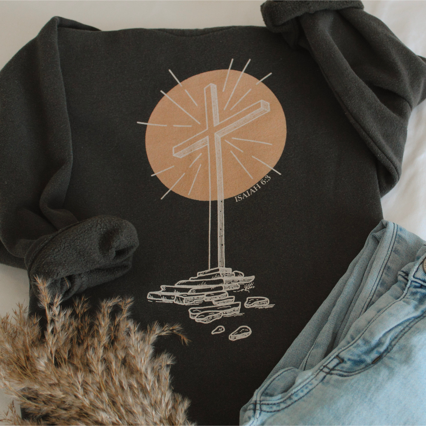 PREMIUM | "Holy Holy Holy" Embroidered Sweatshirt | Black