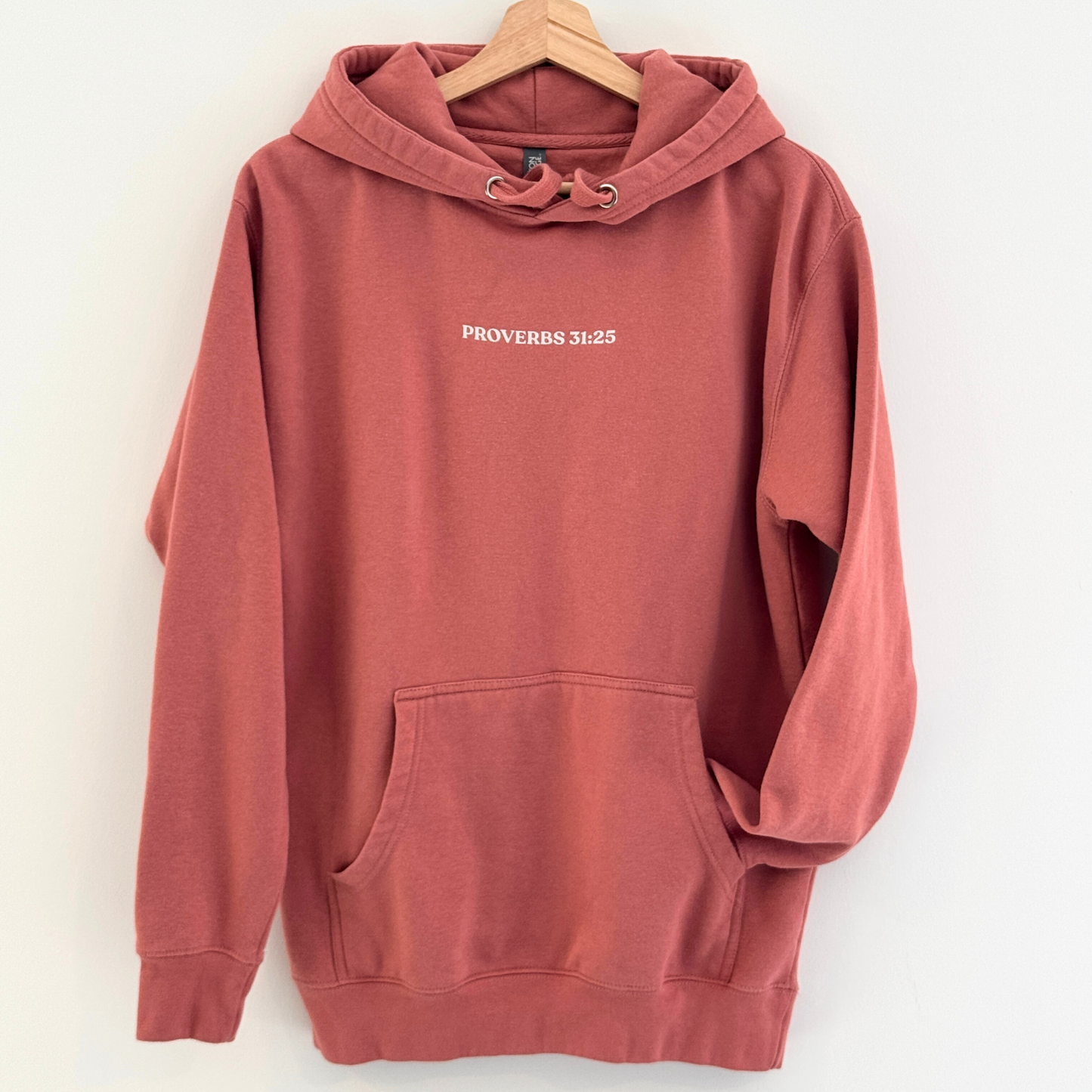 Proverbs 31:25 Bible Verse Hoodie - She Is Clothed in Strength and Dignity