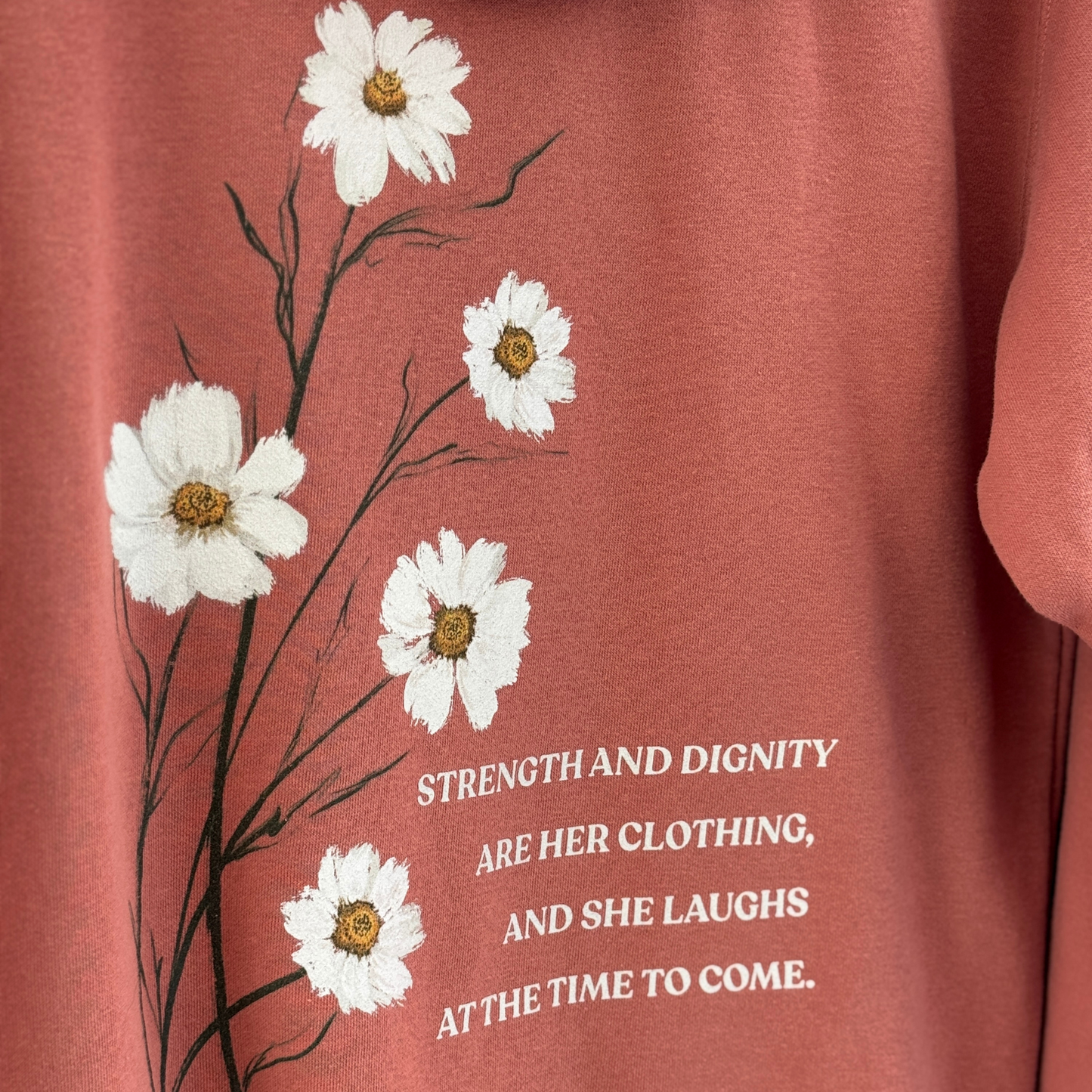 Proverbs 31:25 Bible Verse Hoodie - She Is Clothed in Strength and Dignity