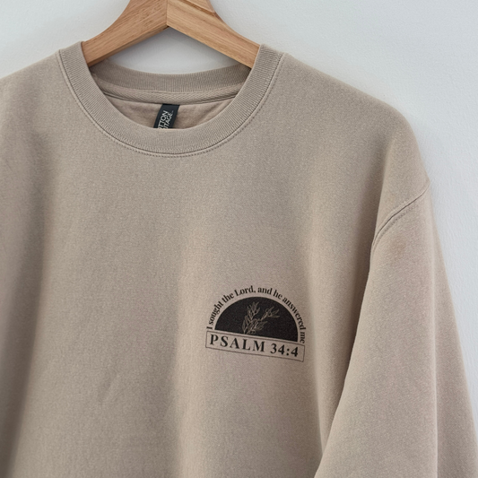 Psalm 34:4 Sweatshirt – I Sought the Lord, He Answered Me