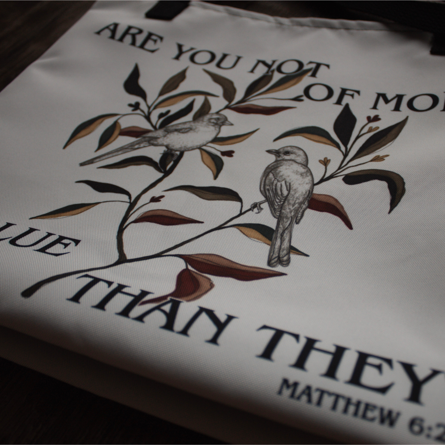 New | "The Birds" Matthew 6:26 Bible Verse Tote Bag