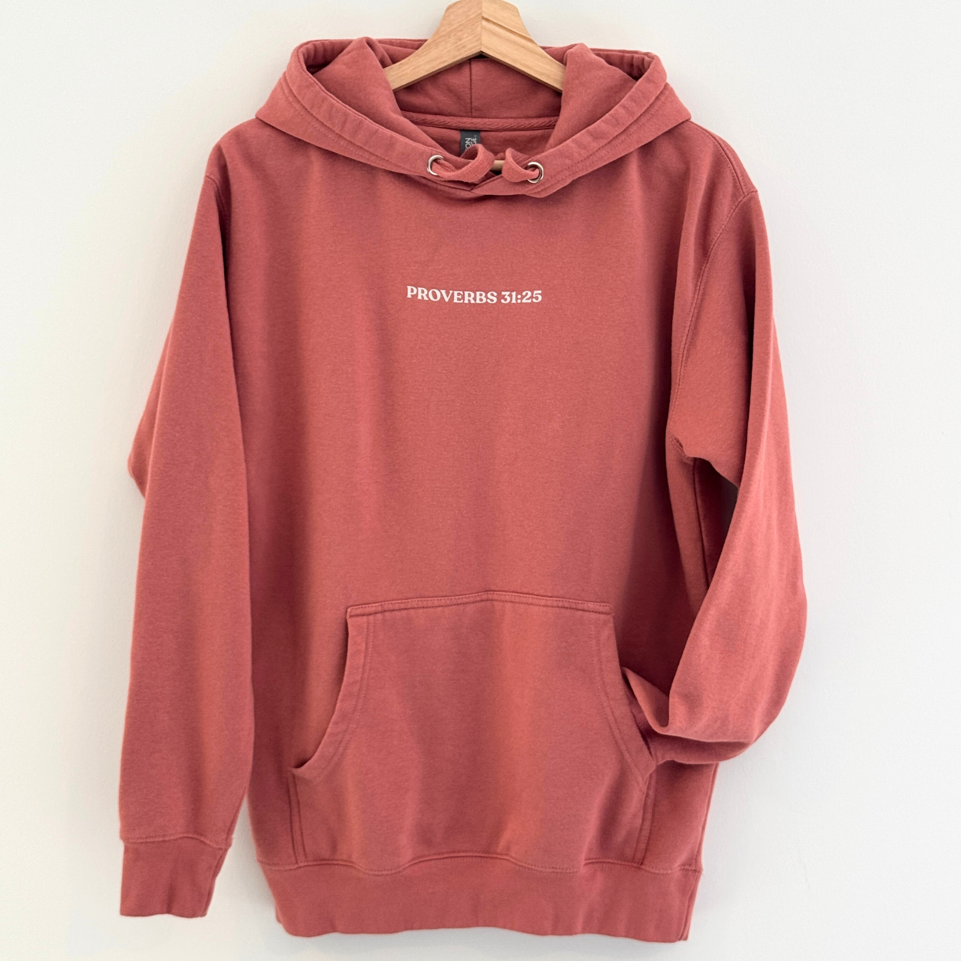 Proverbs 31:25 Bible Verse Hoodie - She Is Clothed in Strength and Dignity
